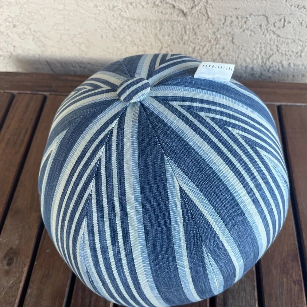 Pottery Barn Melilla Ball Pillow Striped Blue & White Round Nautical Beach Ball